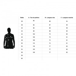 Tableau des tailles veste militaire Opex