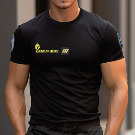 T-shirt Gendarmerie Mobile Cooldry Anti-Humidité Opex Noir